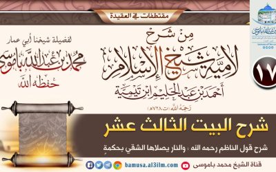 البيت الثالث عشر : شرح قول الناظم رحمه الله : والنار يصلاها الشقي بحكمة